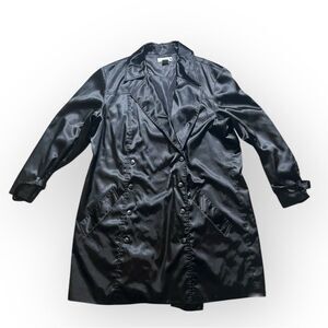 90s/Y2K John Paul Richard Satin Mid Length Jacket Women's 16 Double Breasted